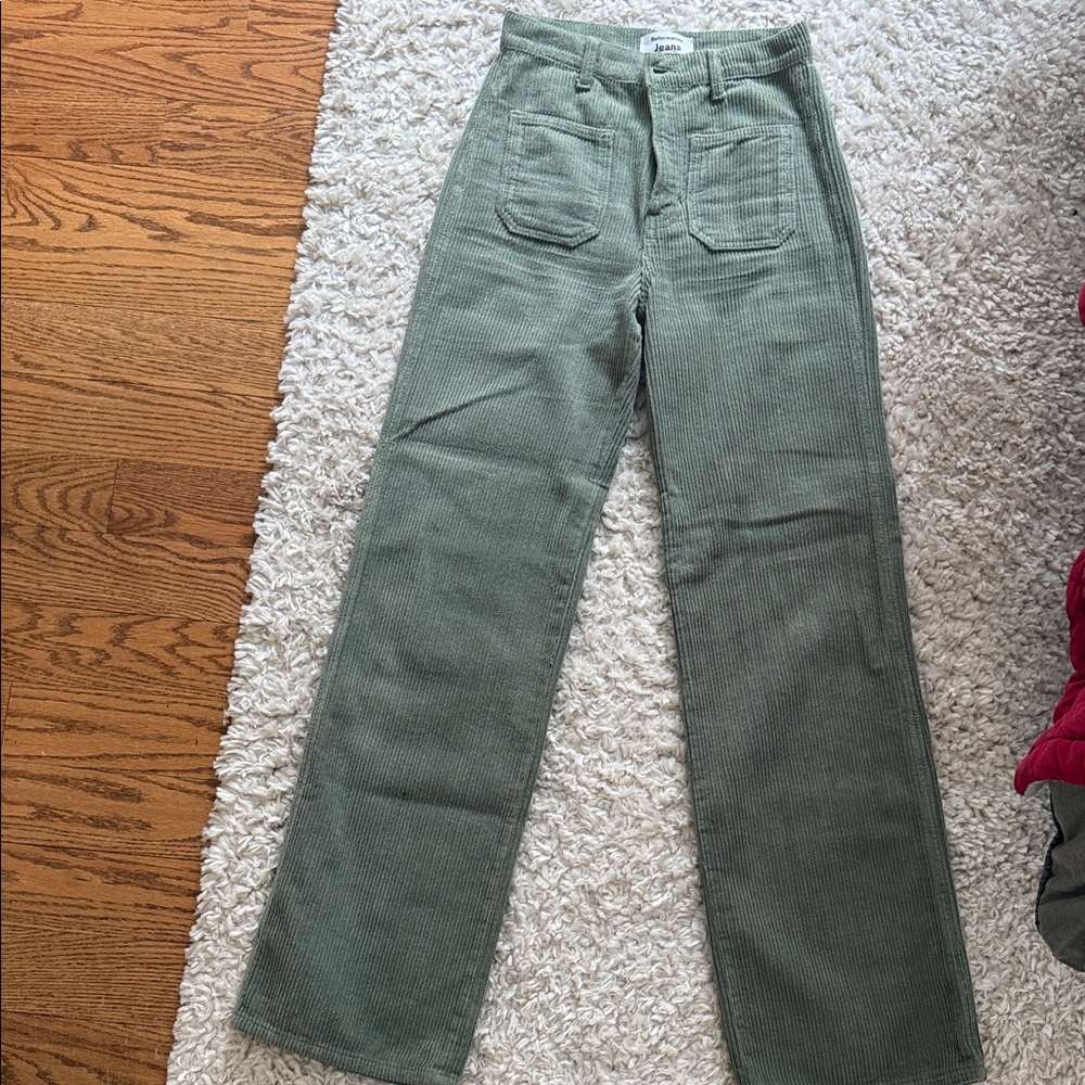 Reformation High-Rise Wide-Leg Corduroy Jeans in Sage - Picture 2 of 5